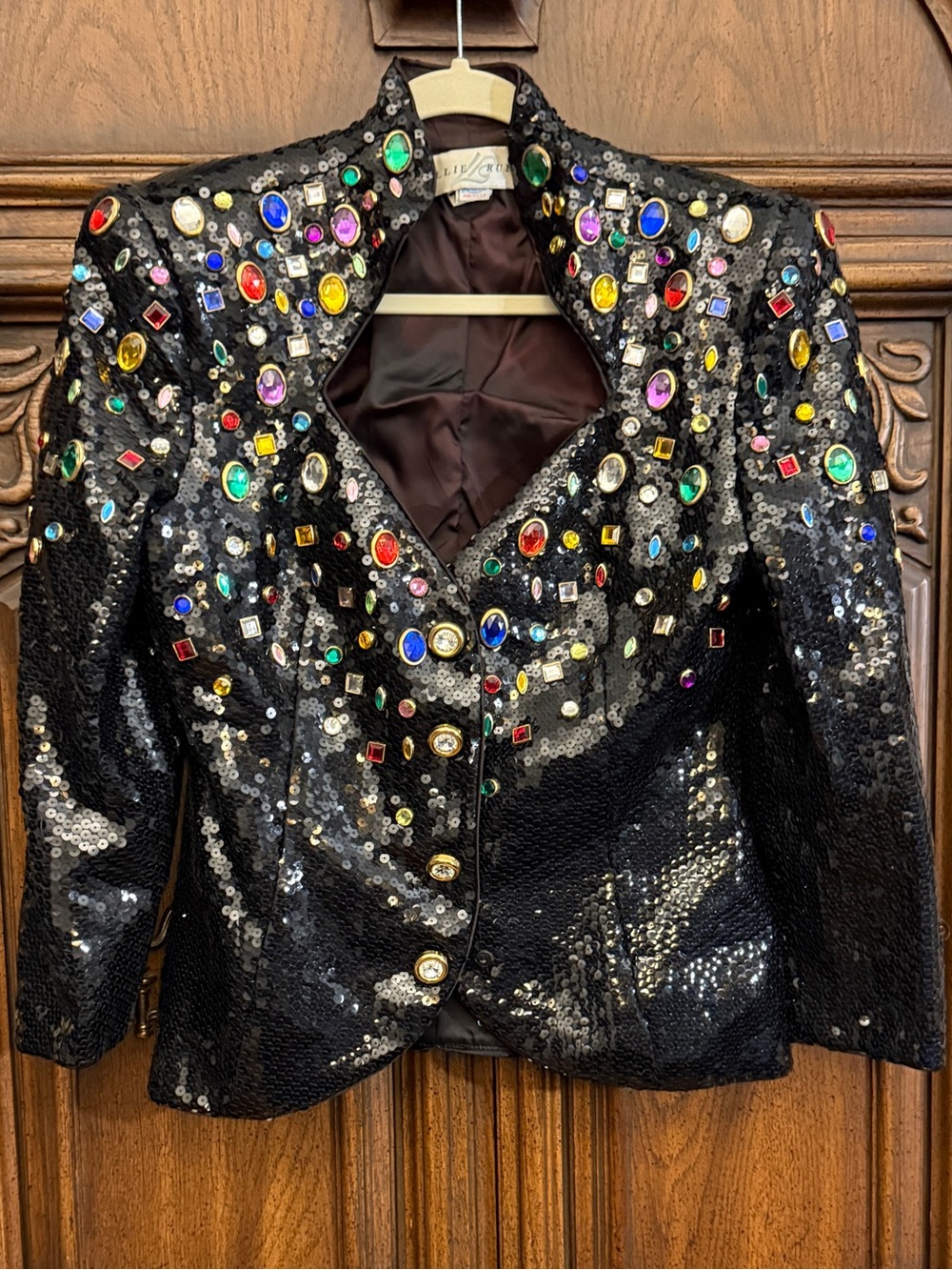 Super Rare Vintage 80’s Lillie Rubin Black Sequin Jeweled Evening Jacket